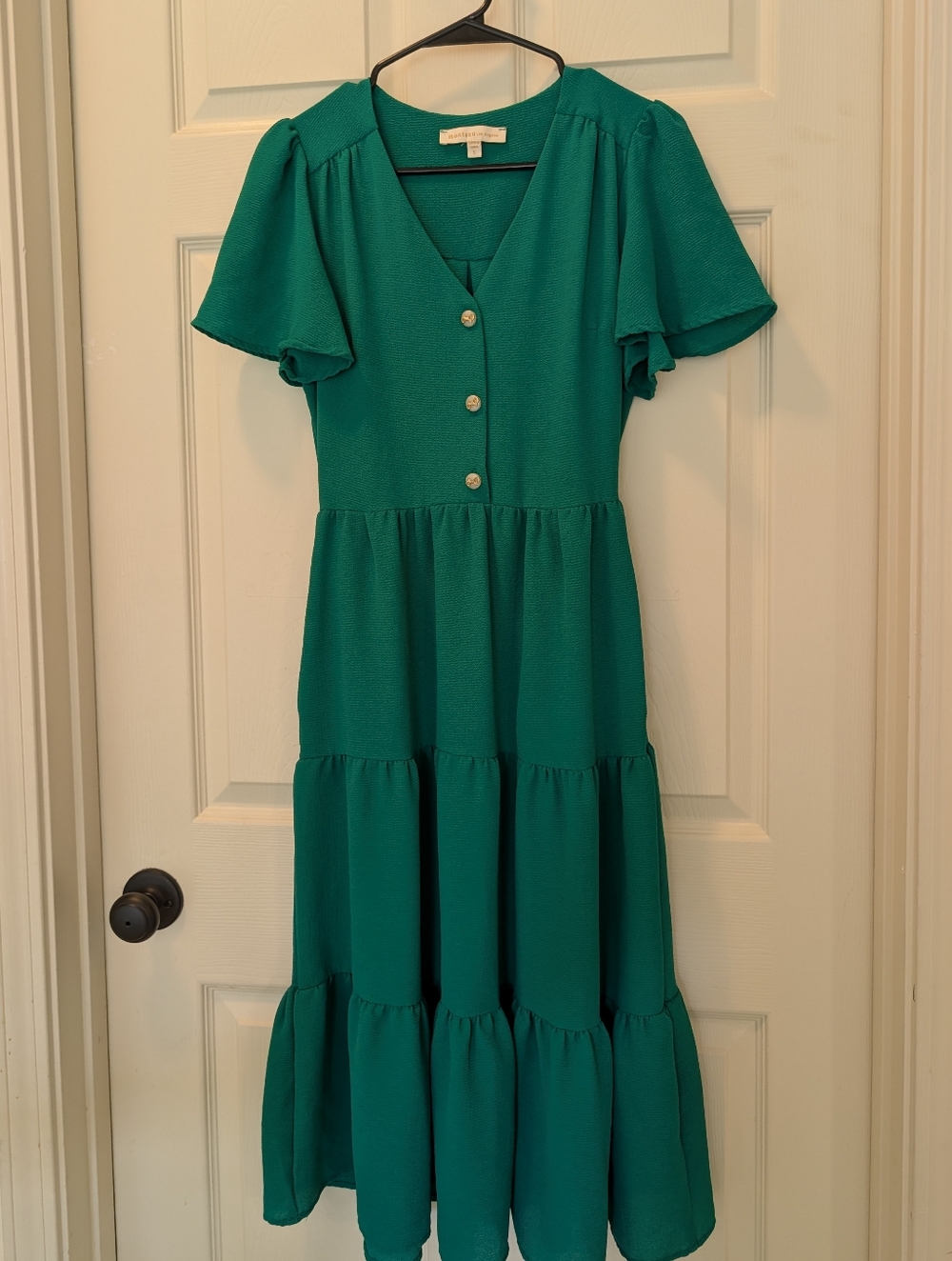 Monteau Green Tiered Midi Dress